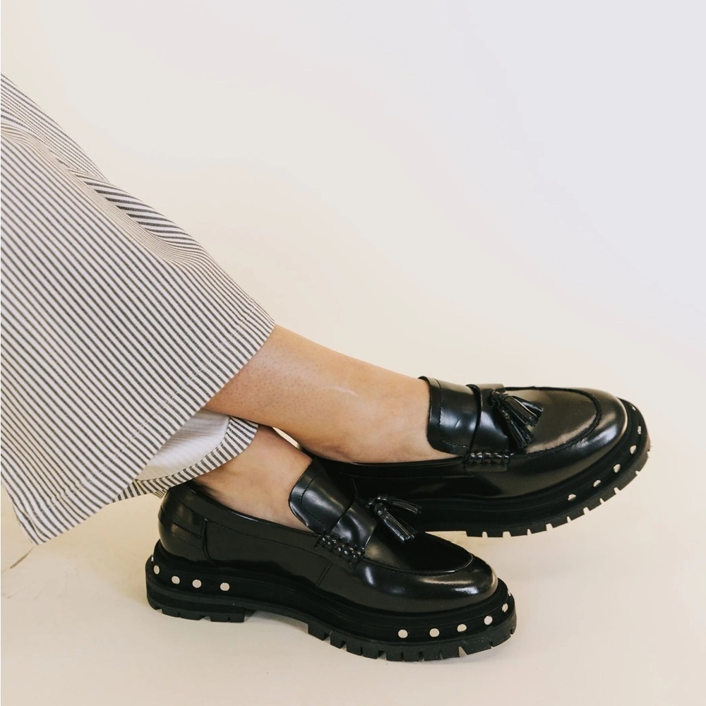 Free People Black Leather Loafers